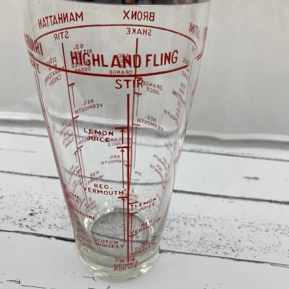 Mid Century Modern Vintage Glass & Chrome Mixed Drink Recipe Mixer/Shaker 5 - Picture 4 of 9